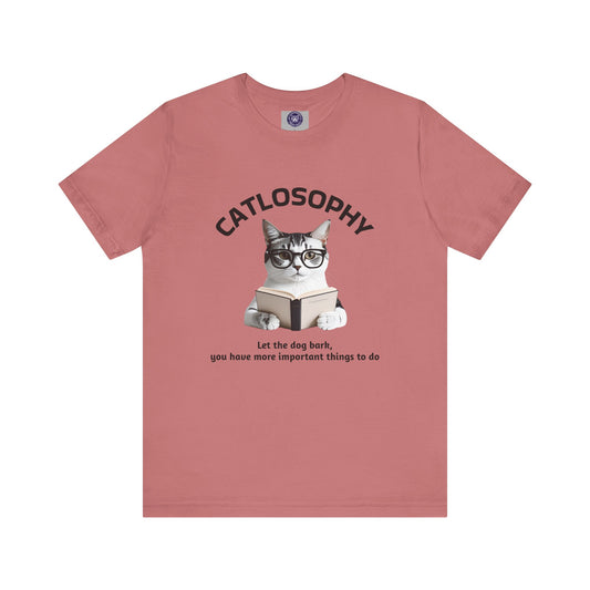 Maglietta a maniche corte unisex Catlosophy – Design "Lascia che il cane abbai"