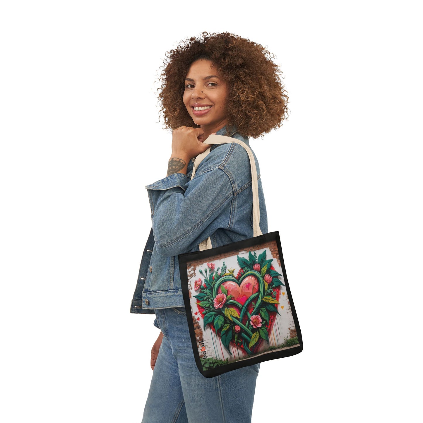 Artistic Surge - Eco-Friendly Canvas Tote Bag - FLOWERED HEARTS