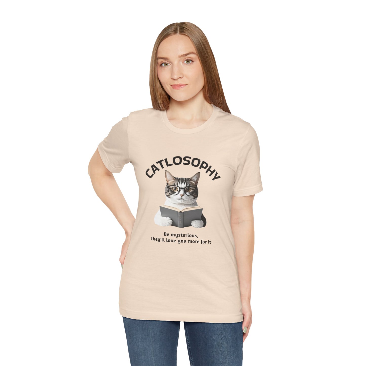Catlosophy Unisex Jersey Short Sleeve Tee – "Be mysterious" Design