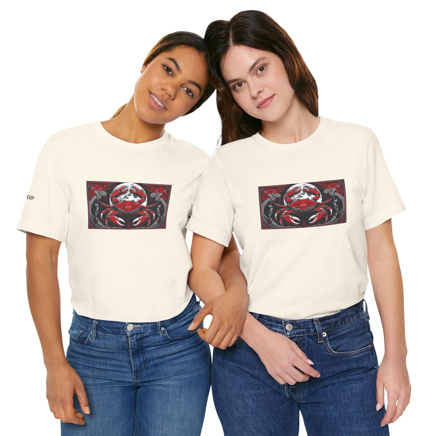 Cancer - Gothic Zodiac T-Shirt. Red graphic in front. Zodiac in the Shadows