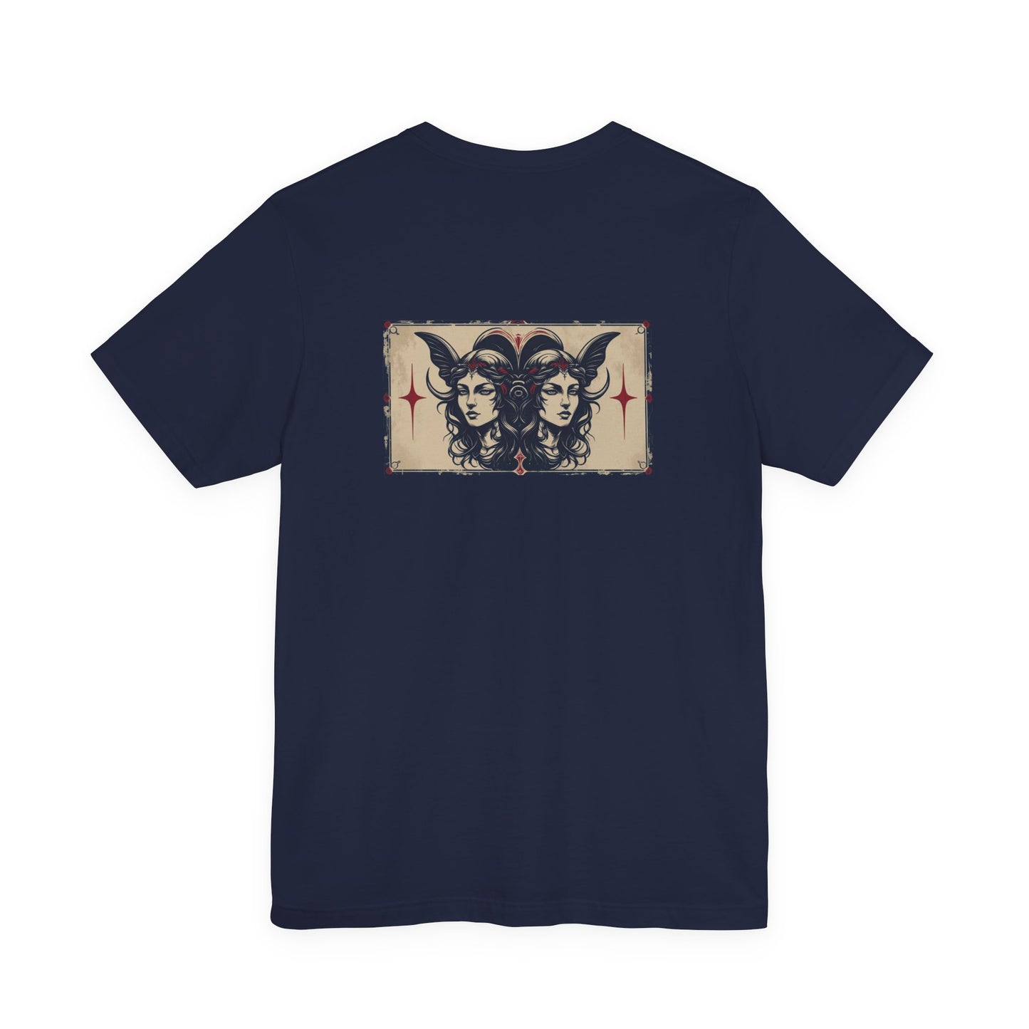 Gemini - Gothic Zodiac T-Shirt. Blue graphic on the back. Zodiac in the Shadows