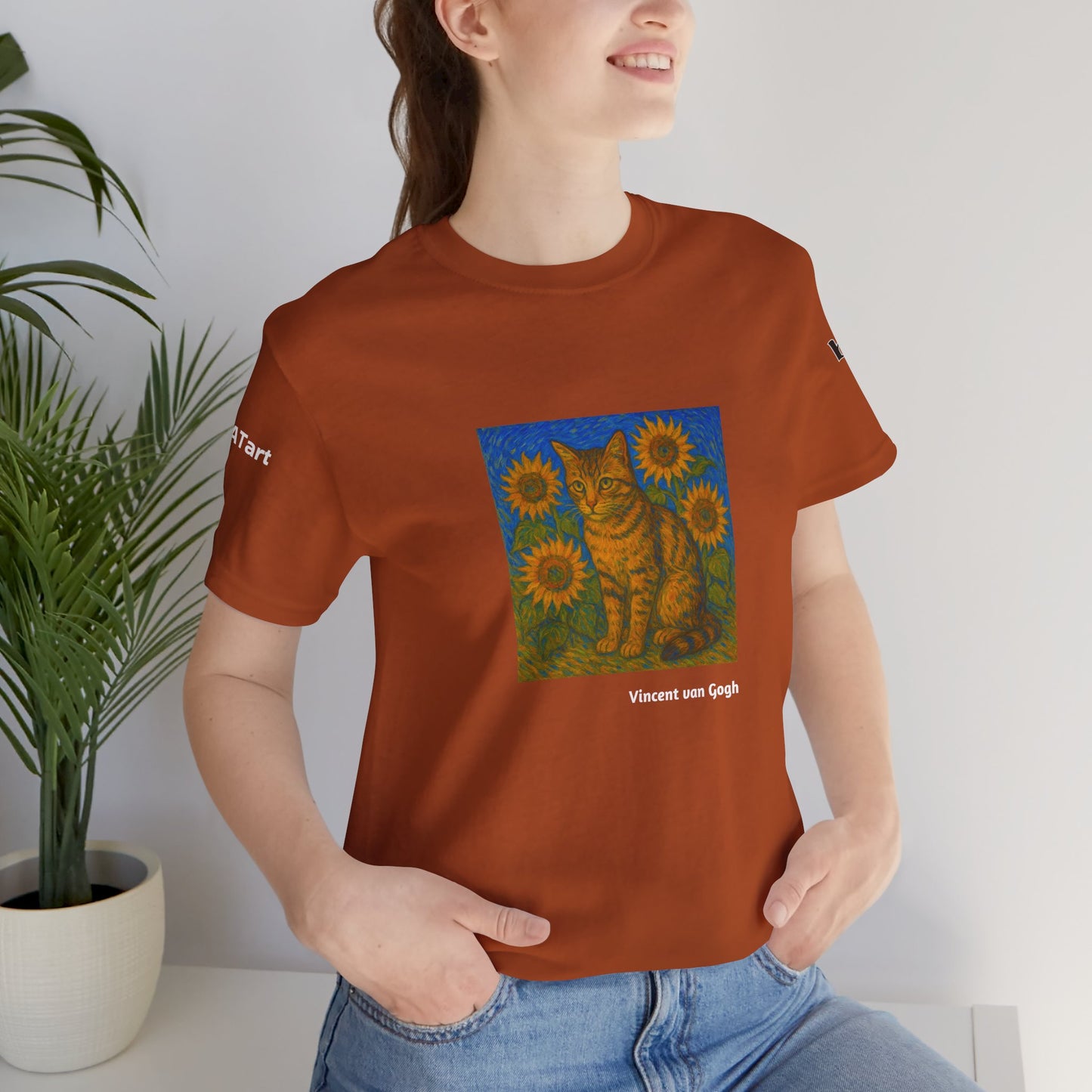 CATART Unisex Jersey Cat T-Shirt - Vincent van Gogh - Iconic Painting Reimagined with Cats