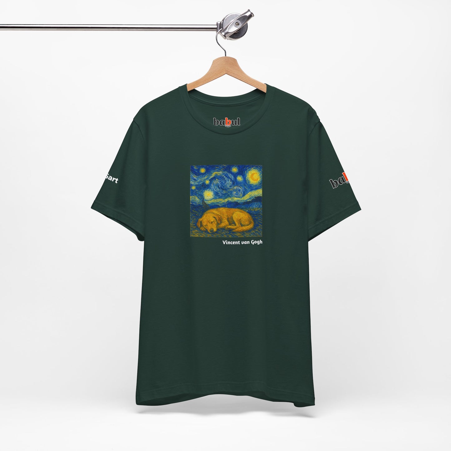 DOGART Unisex Jersey Dog T-Shirt - VAN GOGH - Iconic Painting Reimagined with Dogs
