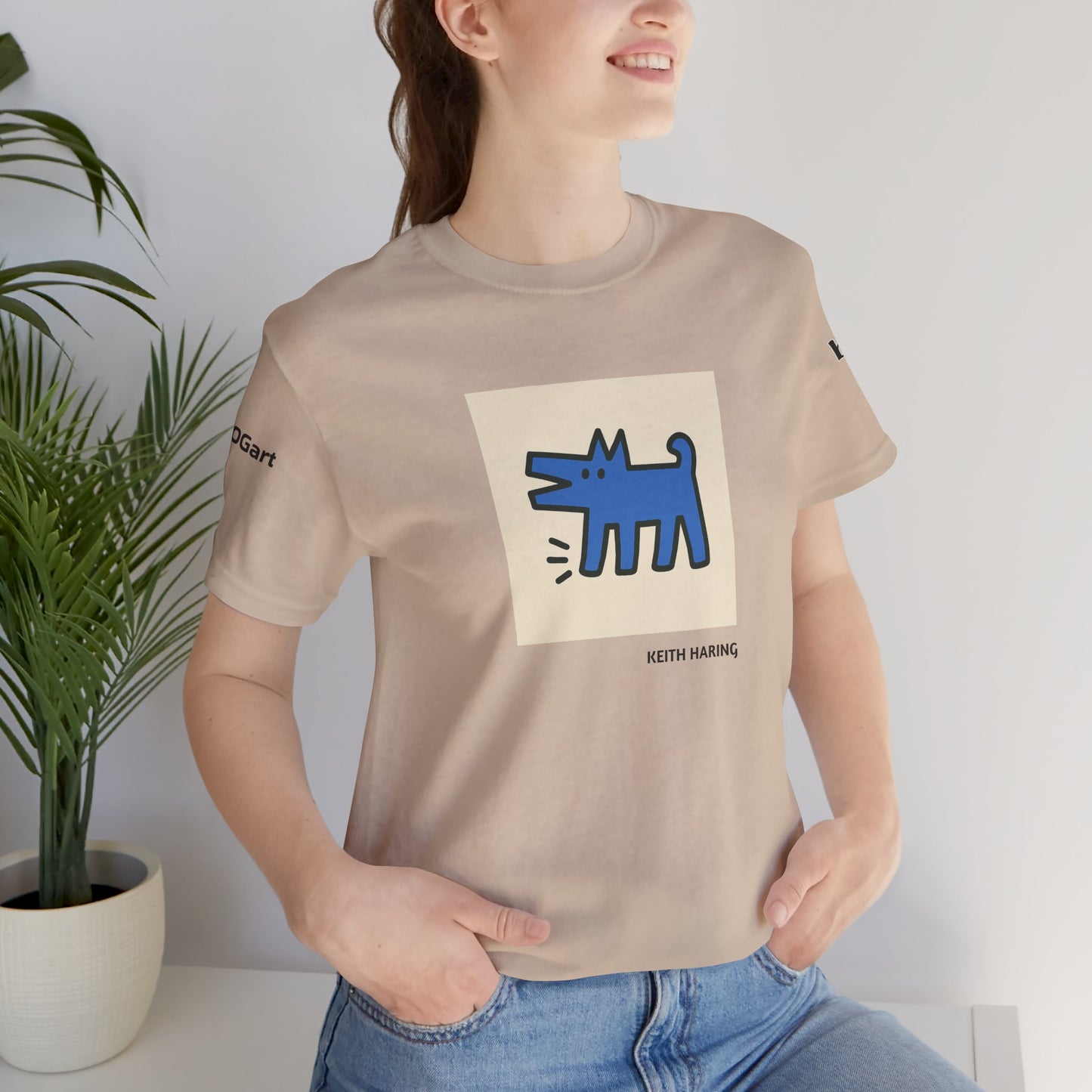 DOGART Unisex Jersey Cat T-Shirt - KEITH HARING - Iconic Painting Reimagined with Dogs