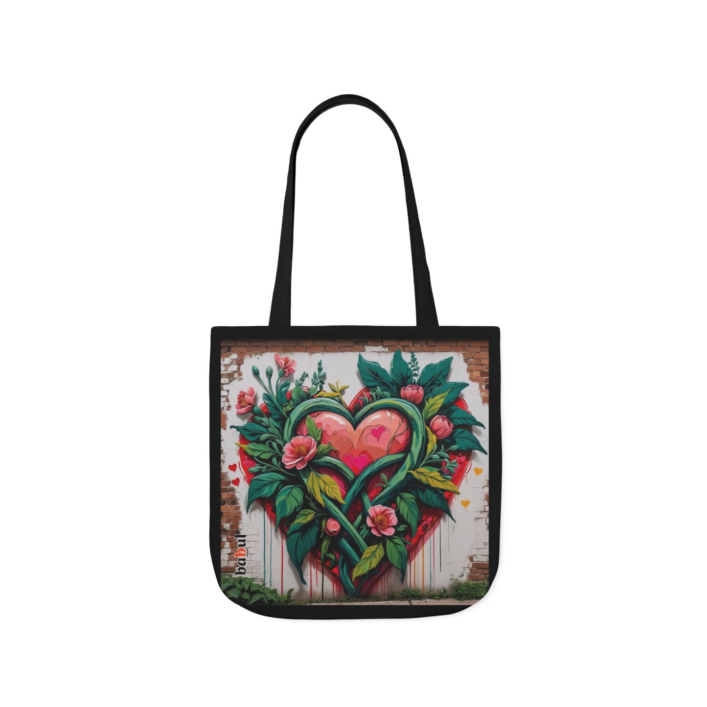 Artistic Surge - Eco-Friendly Canvas Tote Bag - FLOWERED HEARTS