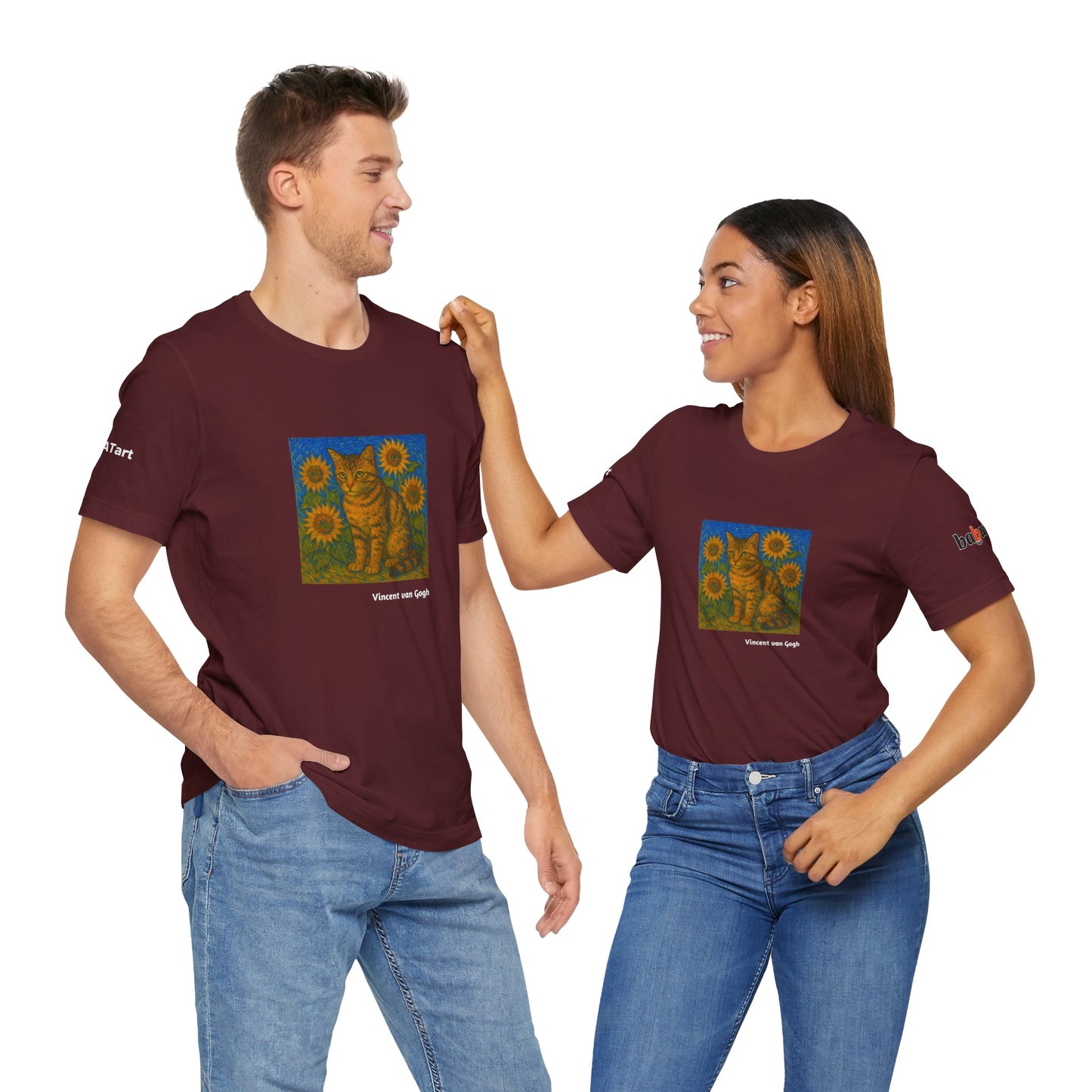 CATART Unisex Jersey Cat T-Shirt - Vincent van Gogh - Iconic Painting Reimagined with Cats