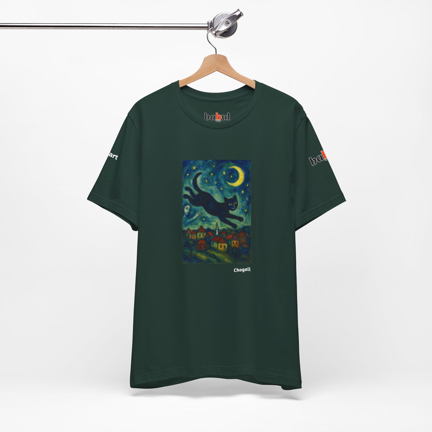 CATART Unisex Jersey Cat T-Shirt - MARC CHAGALL - Iconic Painting Reimagined with Cats