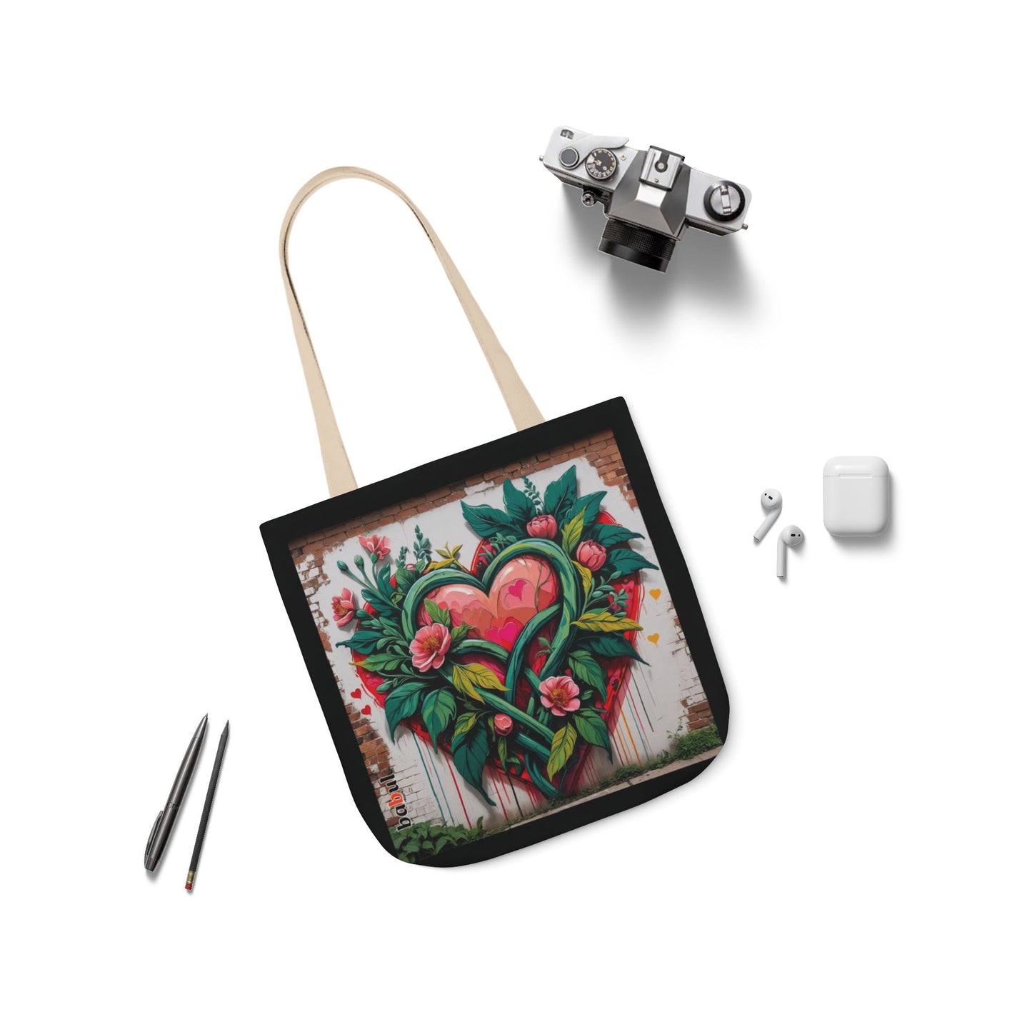 Artistic Surge - Eco-Friendly Canvas Tote Bag - FLOWERED HEARTS