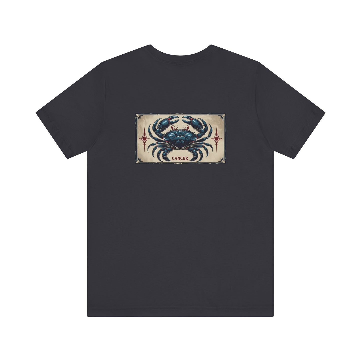 Cancer - Gothic Zodiac T-Shirt. Blue graphic on the back. Zodiac in the Shadows
