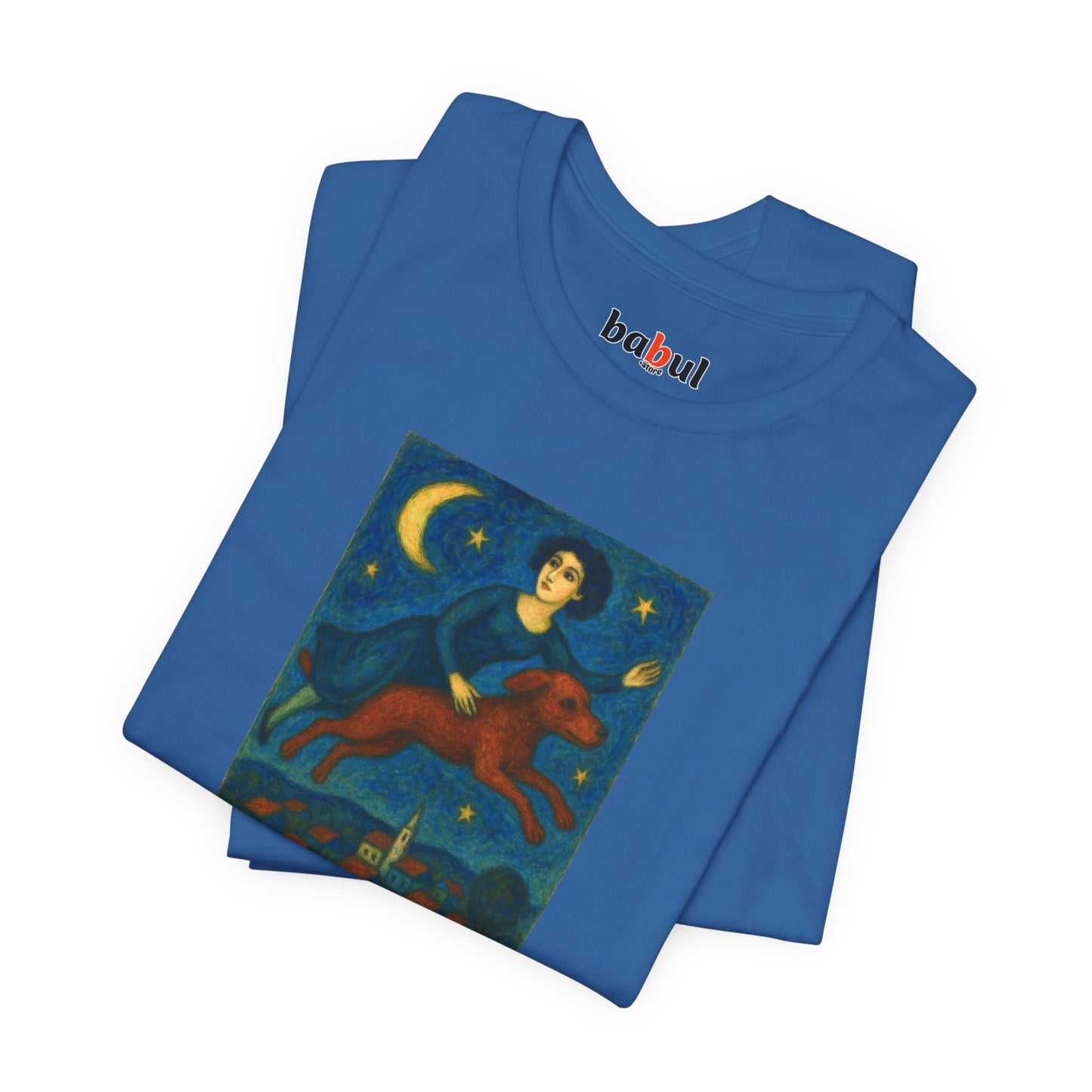 DOGART Unisex Jersey Cat T-Shirt - MARC CHAGALL - Iconic Painting Reimagined with Dogs