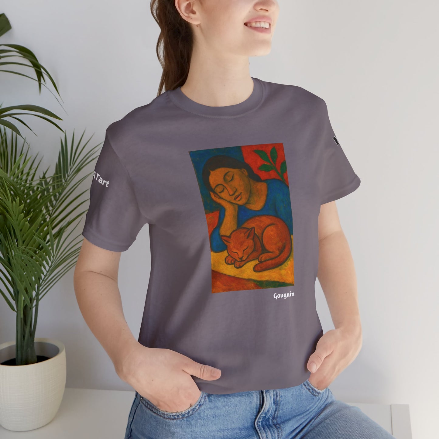 CATART Unisex Jersey Cat T-Shirt - GAUGUIN - Iconic Painting Reimagined with Cats