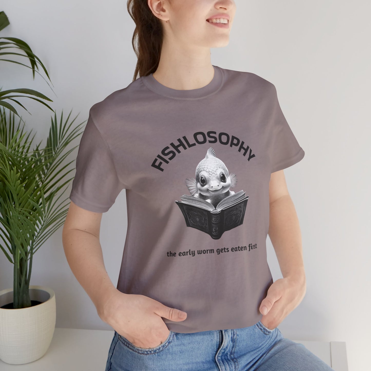 Fishlosophy Unisex Jersey Short Sleeve Tee – The Early Worms Get Eaten First