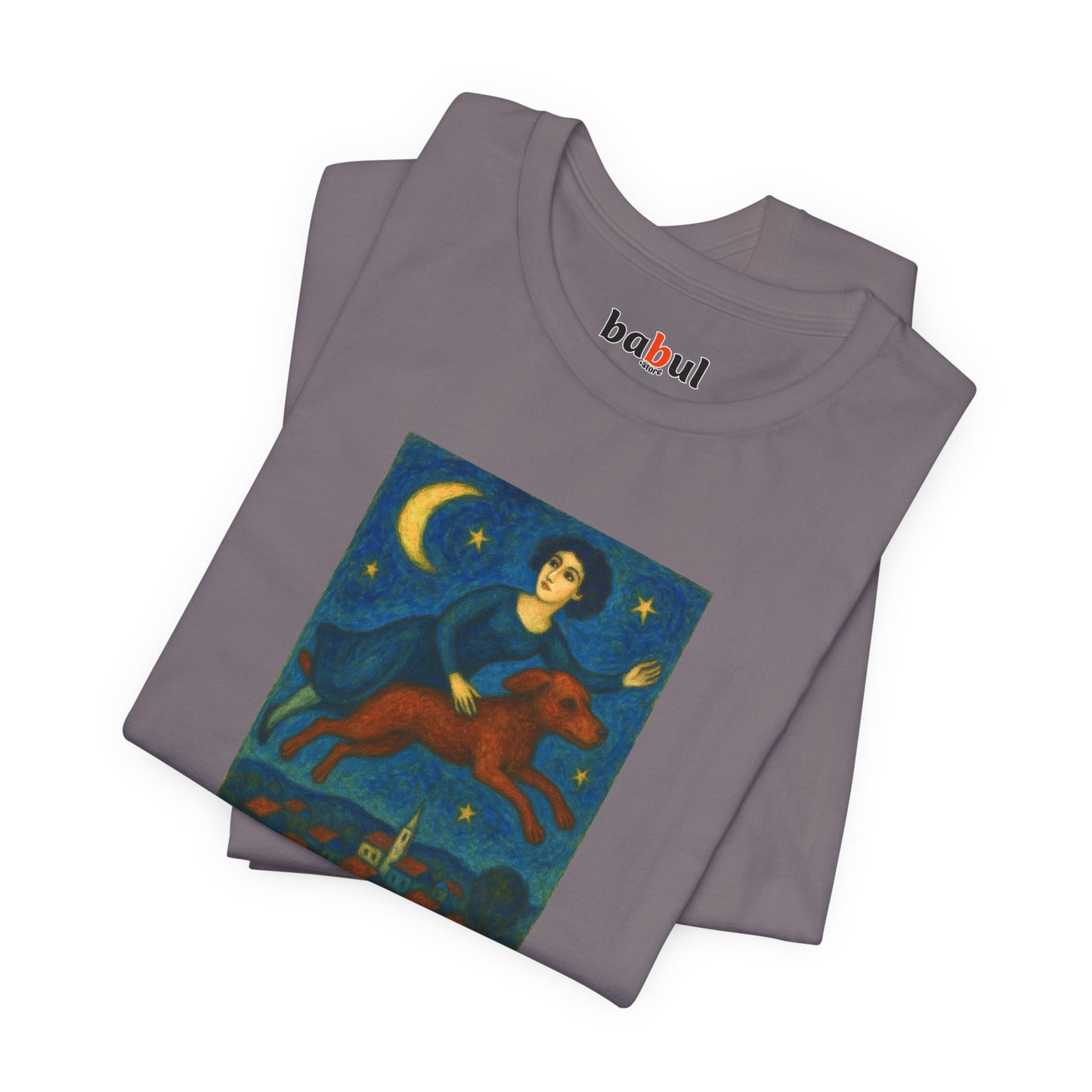 DOGART Unisex Jersey Cat T-Shirt - MARC CHAGALL - Iconic Painting Reimagined with Dogs