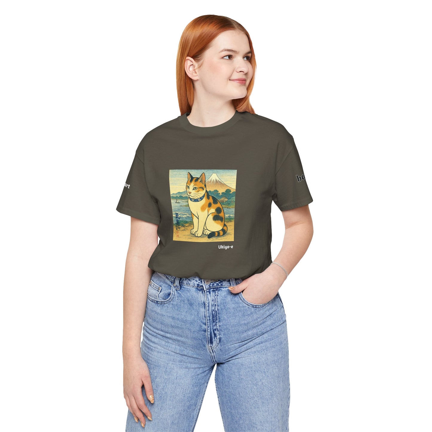 CATART Unisex Jersey Cat T-Shirt - UKIYO-E Japanese art Style - Iconic Painting Reimagined with Cats
