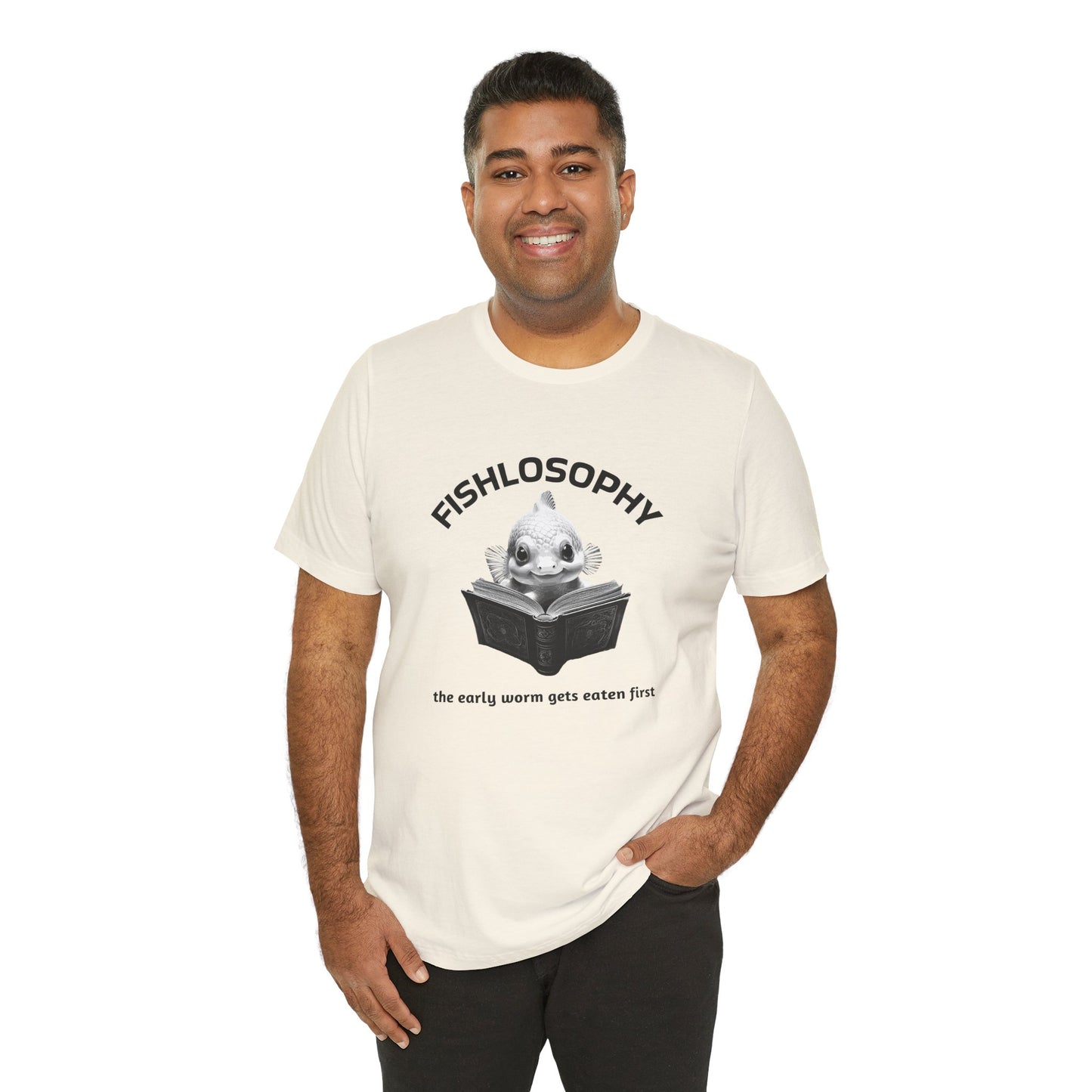 Fishlosophy Unisex Jersey Short Sleeve Tee – The Early Worms Get Eaten First