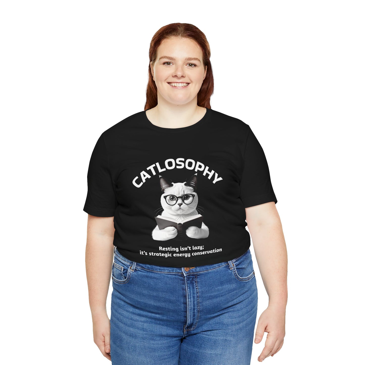 Catlosophy Unisex Jersey Short Sleeve Tee – "Resting isn't Lazy" Design