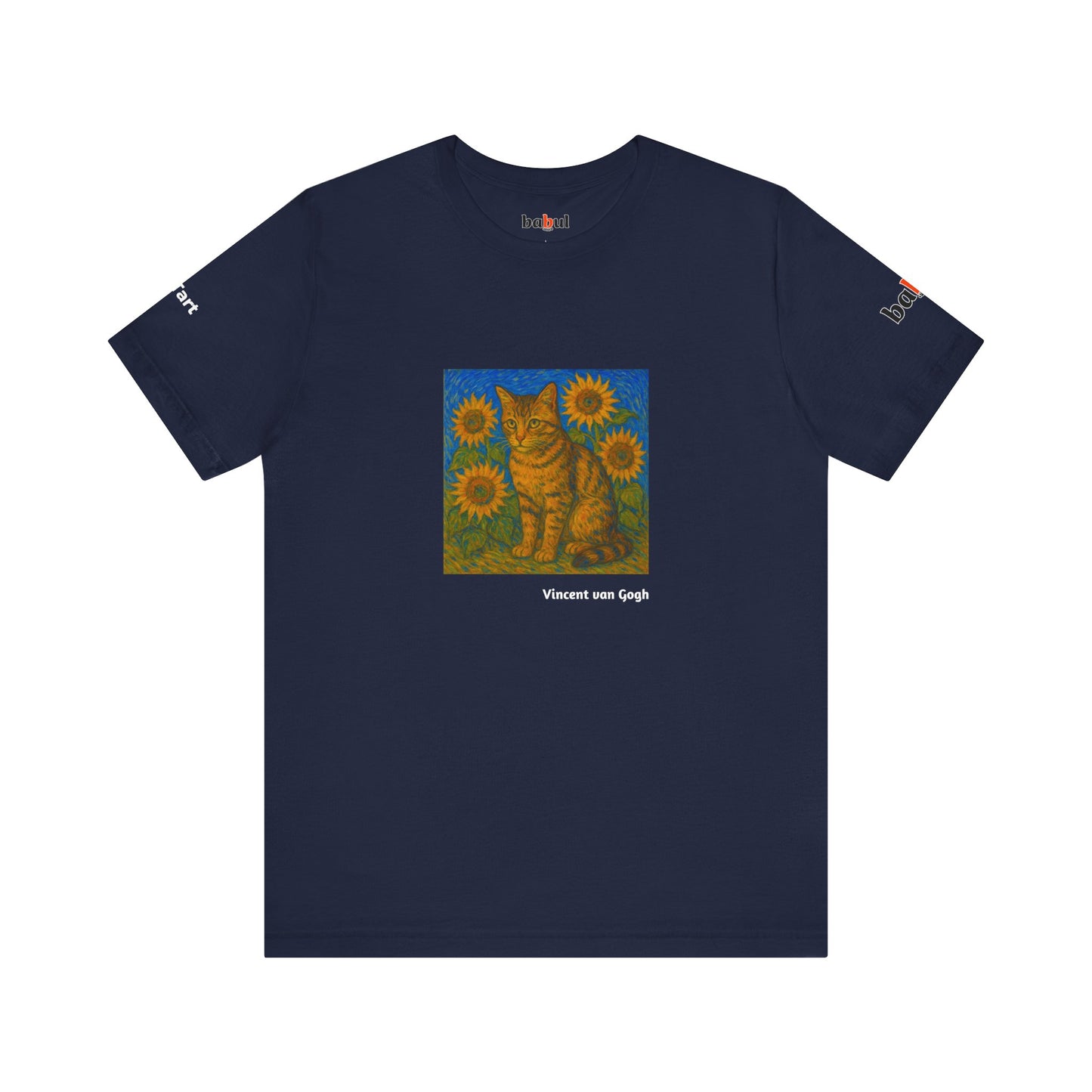 CATART Unisex Jersey Cat T-Shirt - Vincent van Gogh - Iconic Painting Reimagined with Cats