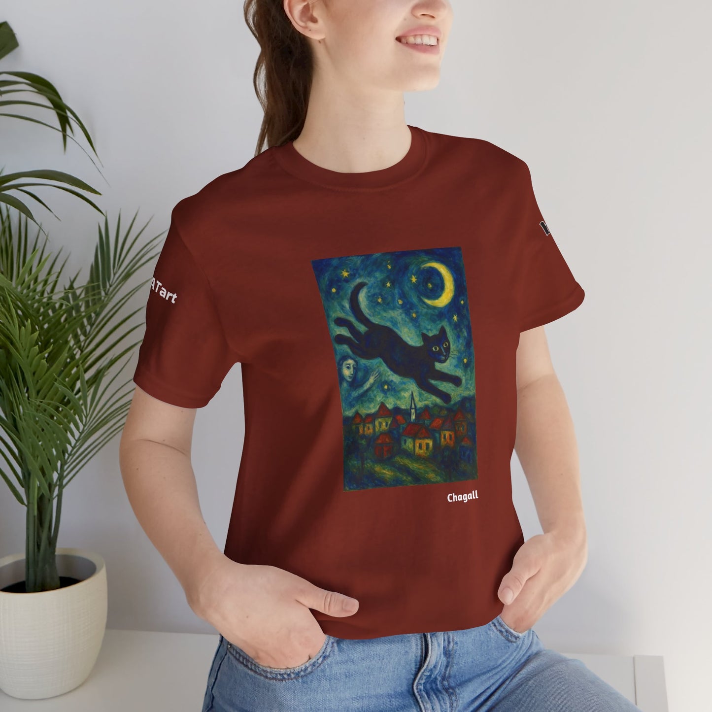 CATART Unisex Jersey Cat T-Shirt - MARC CHAGALL - Iconic Painting Reimagined with Cats