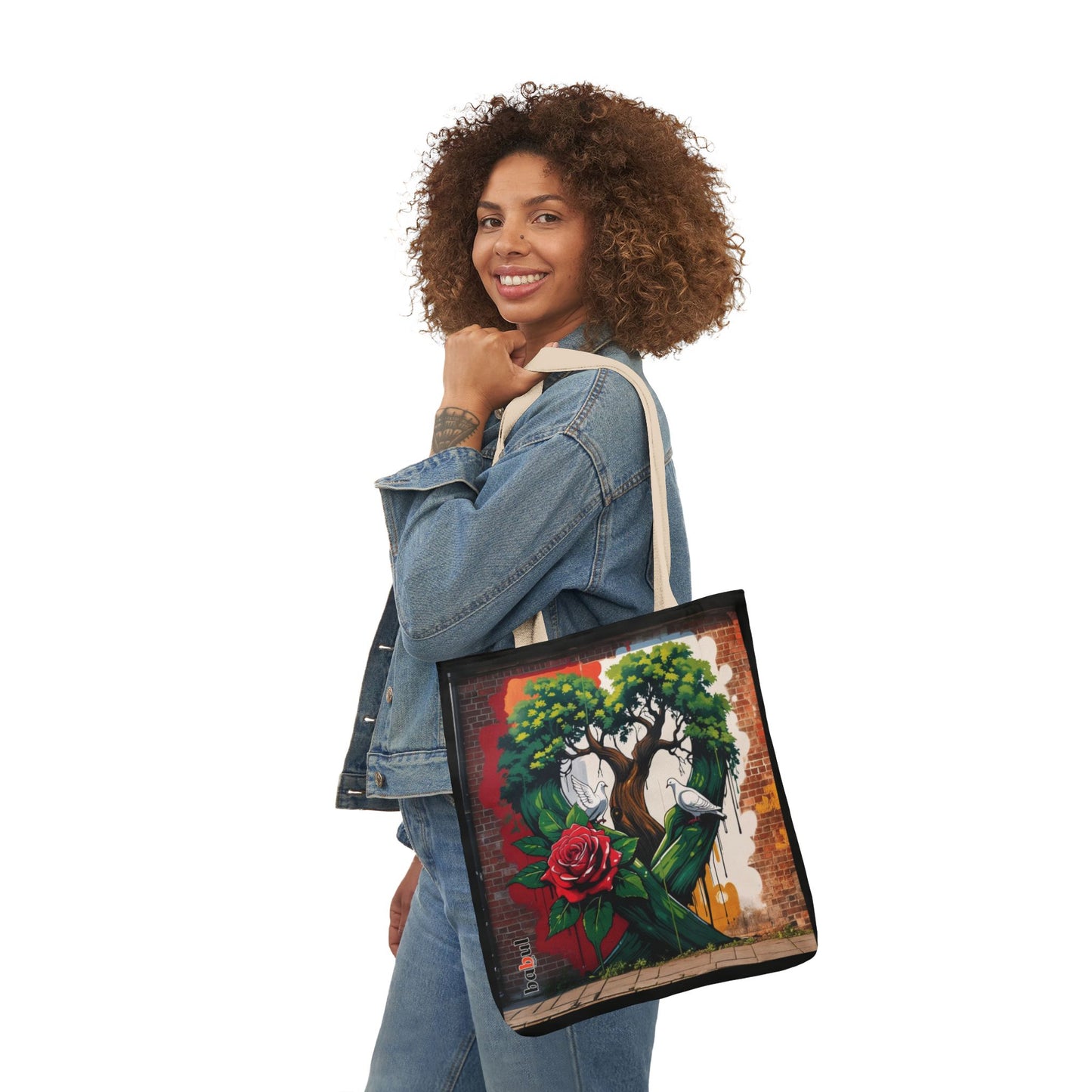 Artistic Surge - Eco-Friendly Canvas Tote Bag - HEART WITH ROSE