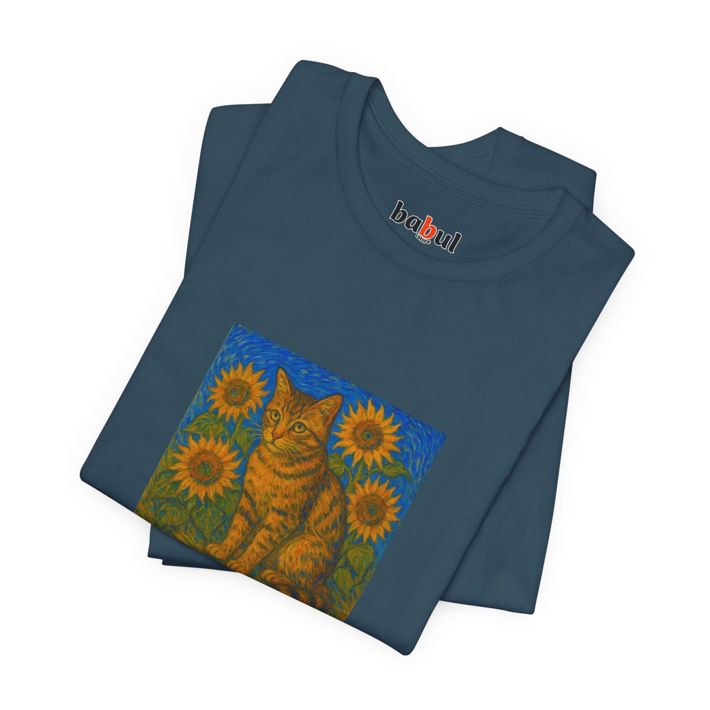 CATART Unisex Jersey Cat T-Shirt - Vincent van Gogh - Iconic Painting Reimagined with Cats