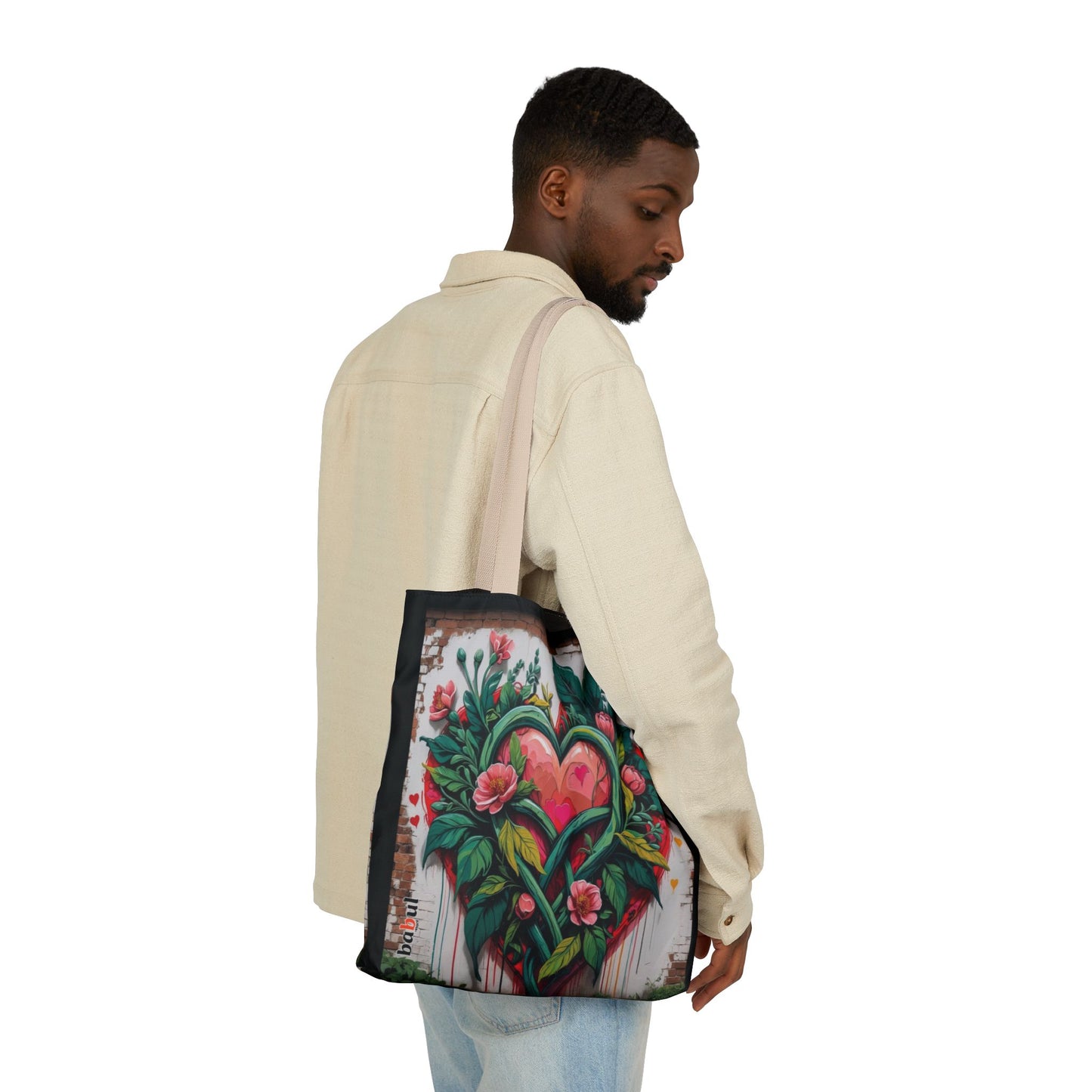 Artistic Surge - Eco-Friendly Canvas Tote Bag - FLOWERED HEARTS