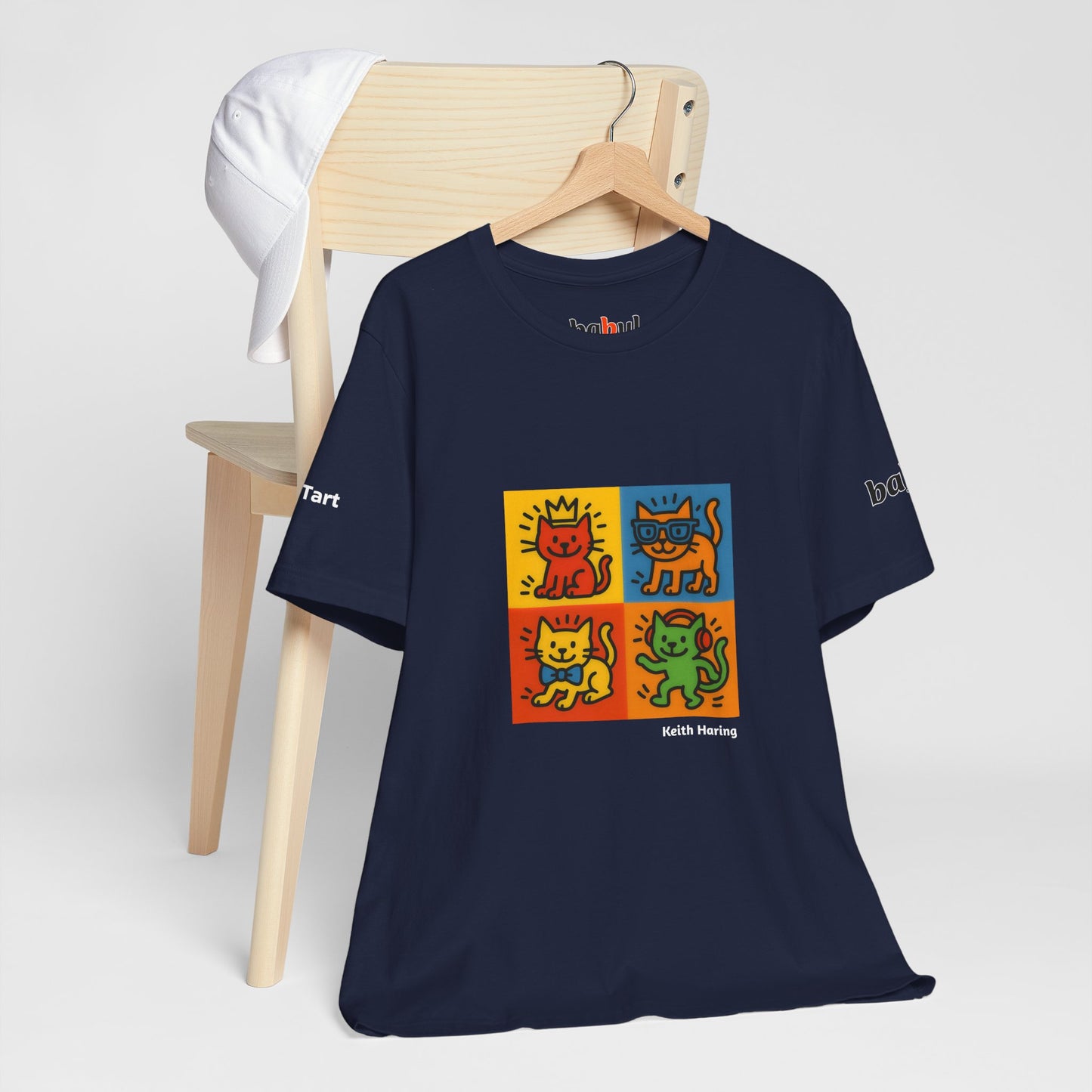 CATART Unisex Jersey Cat T-Shirt - KEITH HARING - Iconic Painting Reimagined with Cats