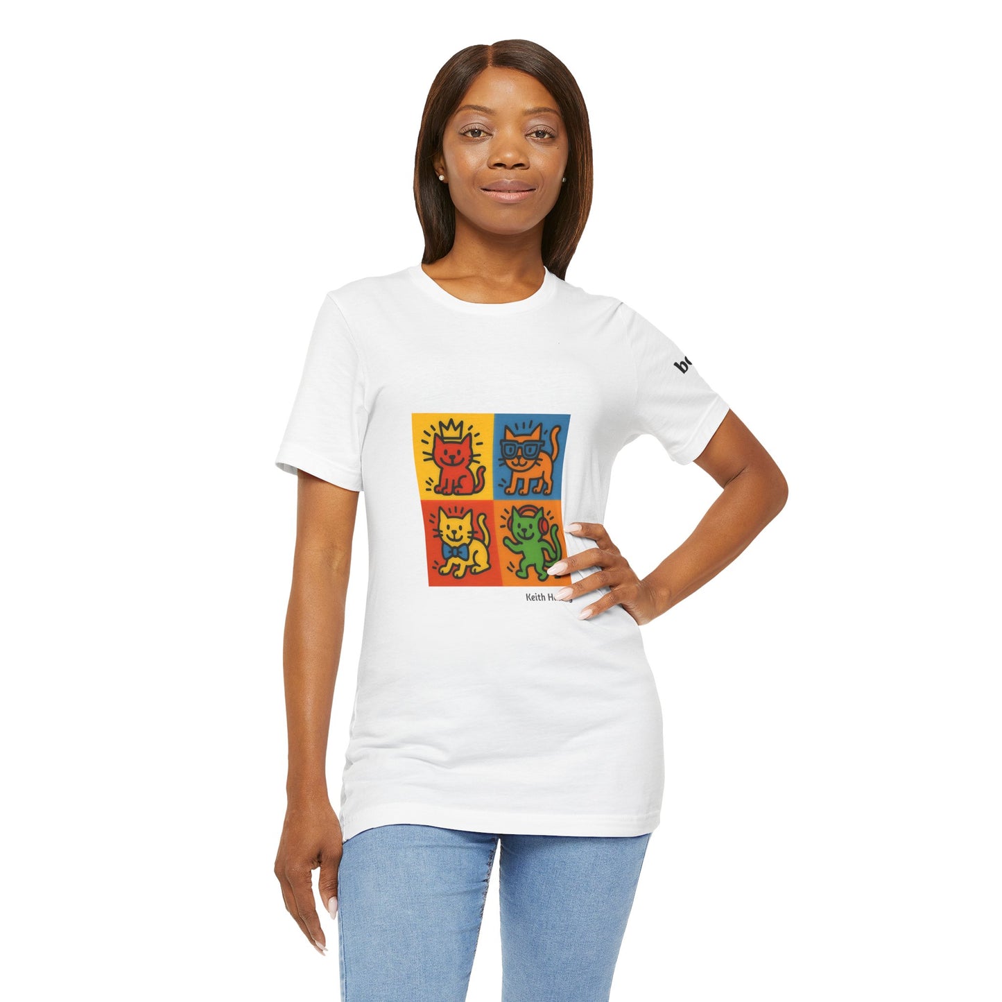 CATART Unisex Jersey Cat T-Shirt - KEITH HARING - Iconic Painting Reimagined with Cats