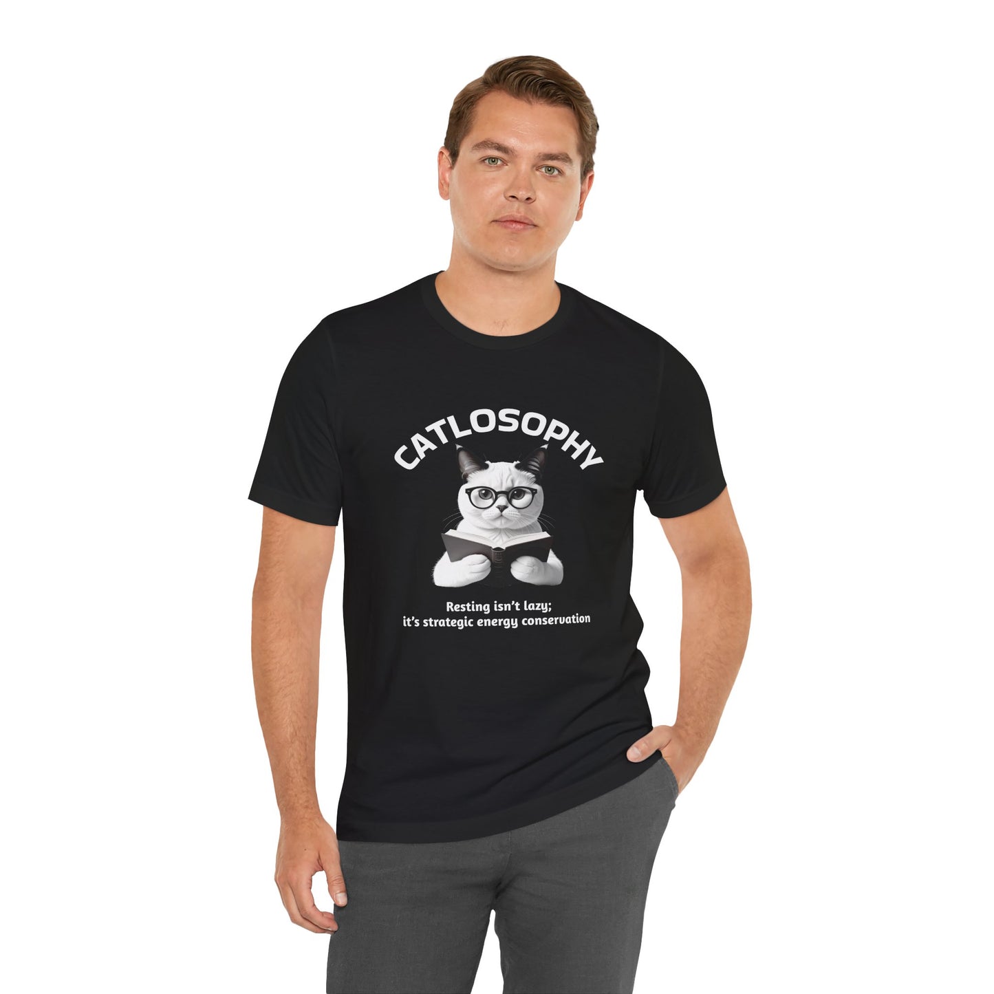 Catlosophy Unisex Jersey Short Sleeve Tee – "Resting isn't Lazy" Design