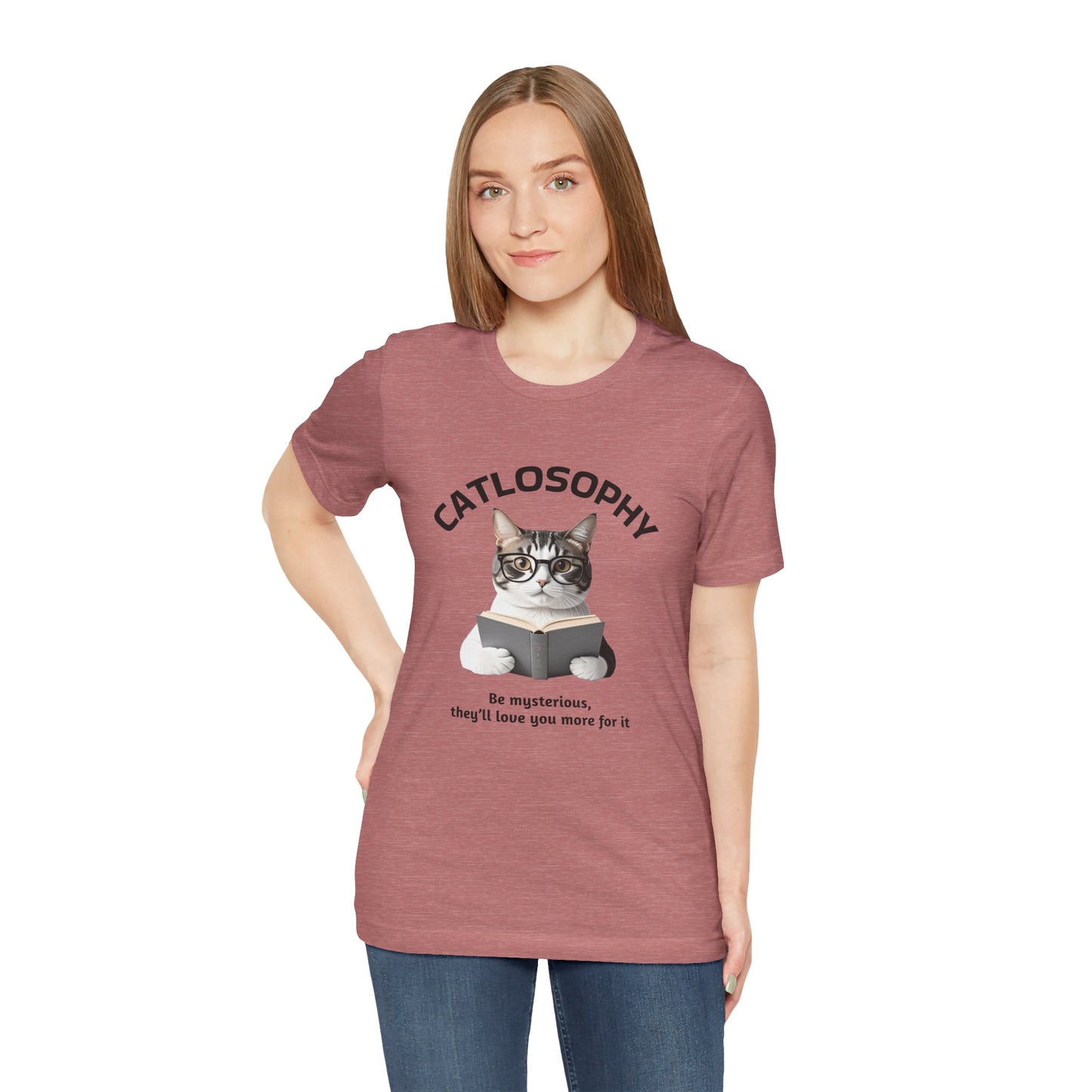 Catlosophy Unisex Jersey Short Sleeve Tee – "Be mysterious" Design