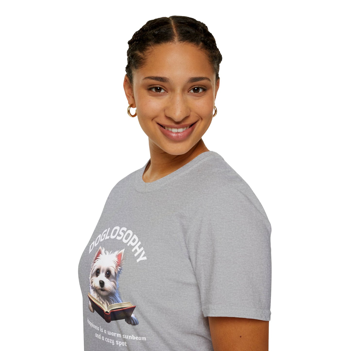 Doglosophy Unisex Softstyle T-Shirt - "Happiness is a Warm Sunbeam" Design