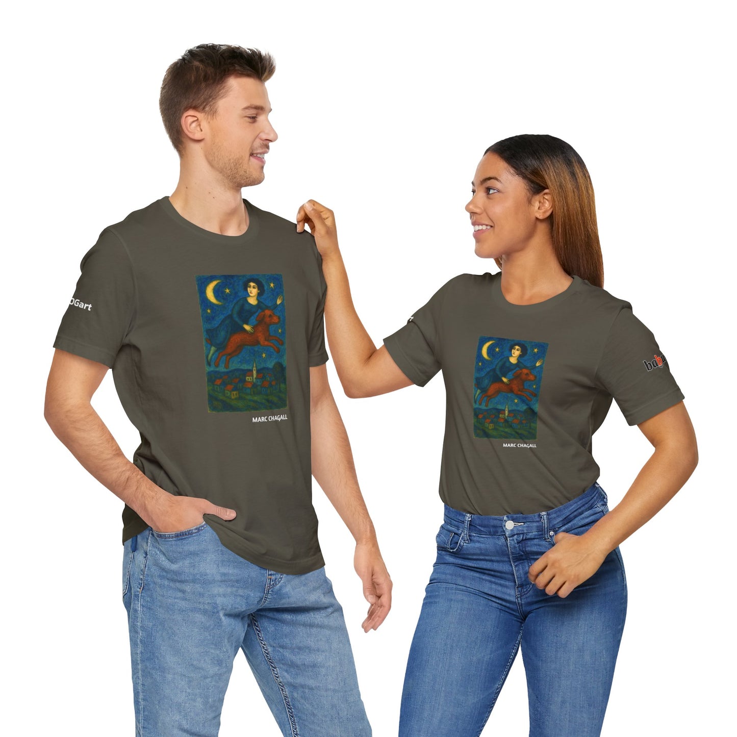 DOGART Unisex Jersey Dog T-Shirt - MARC CHAGALL - Iconic Painting Reimagined with Dogs