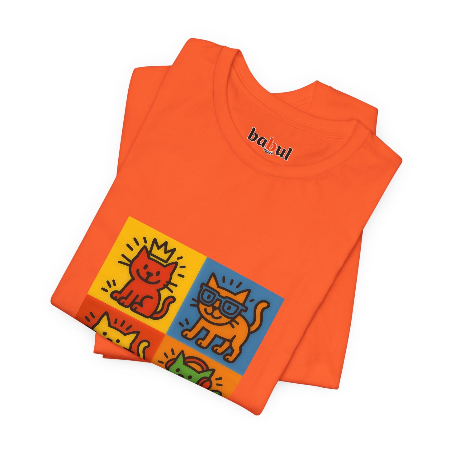 CATART Unisex Jersey Cat T-Shirt - KEITH HARING - Iconic Painting Reimagined with Cats