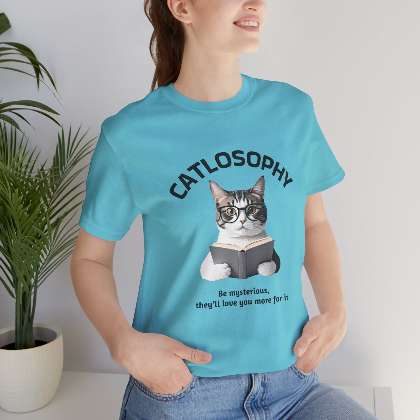 Catlosophy Unisex Jersey Short Sleeve Tee – "Be mysterious" Design
