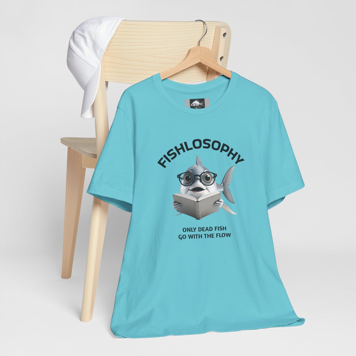 Fishlosophy Unisex Jersey Short Sleeve Tee – Only Dead Fish go with the Flow