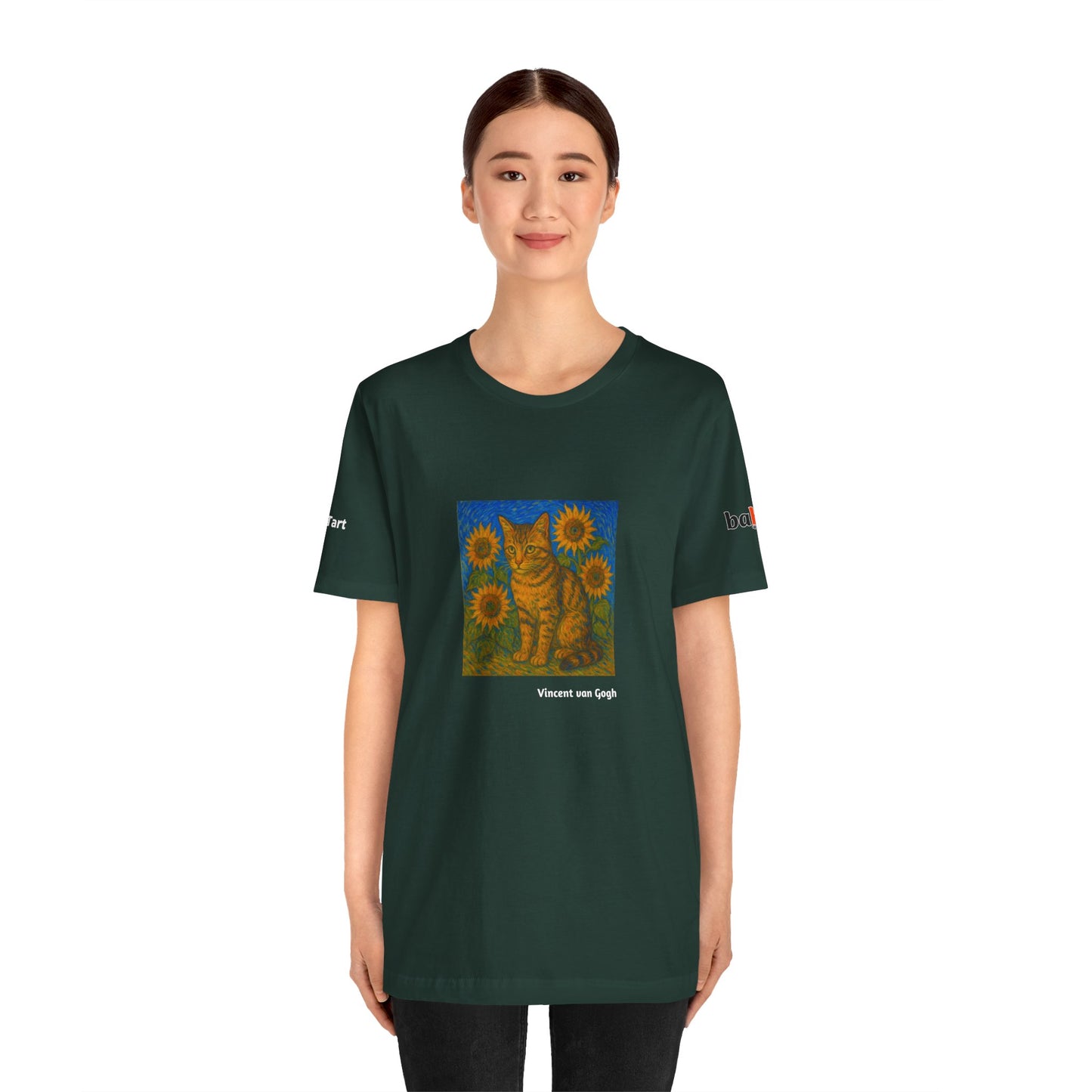 CATART Unisex Jersey Cat T-Shirt - Vincent van Gogh - Iconic Painting Reimagined with Cats