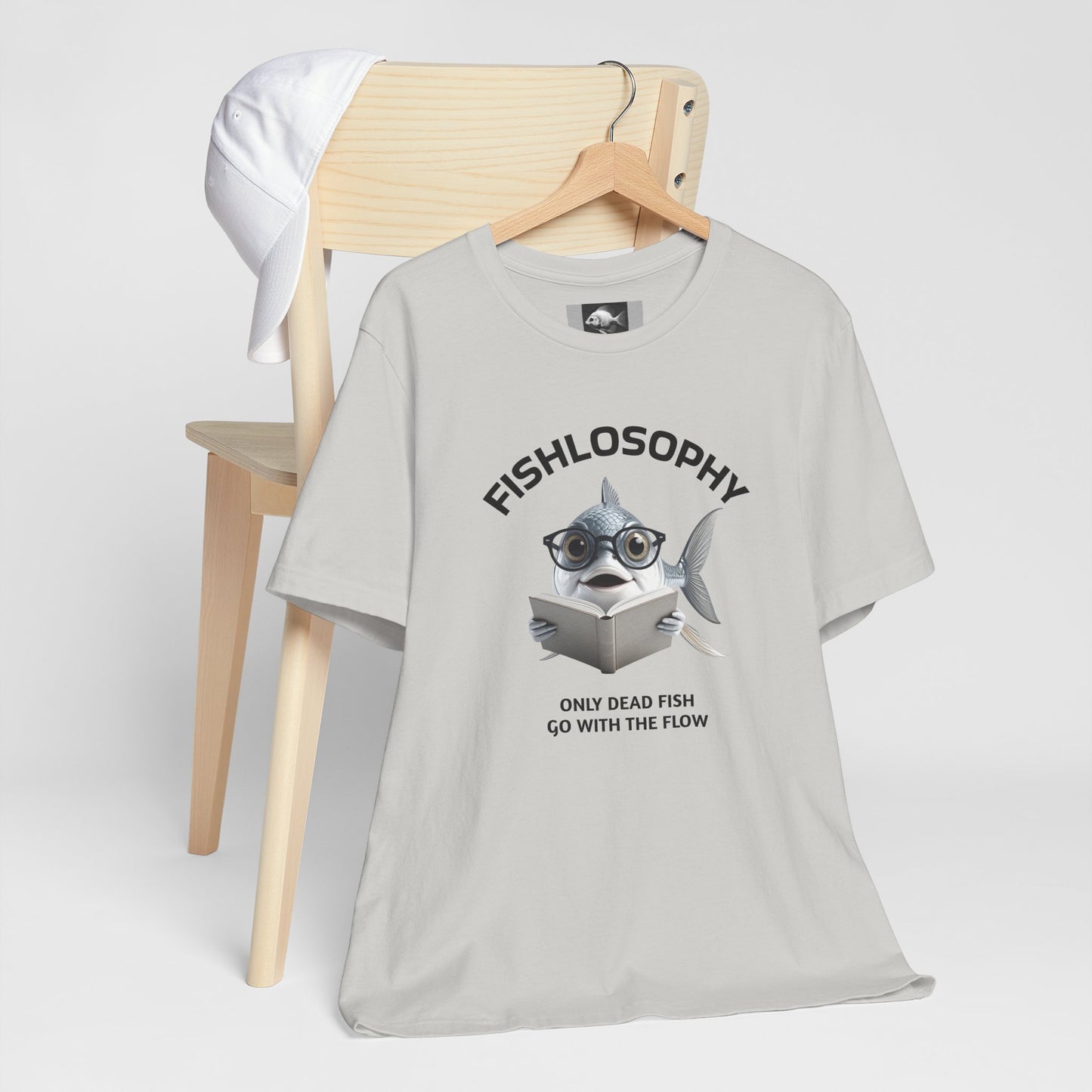 Fishlosophy Unisex Jersey Short Sleeve Tee – Only Dead Fish go with the Flow