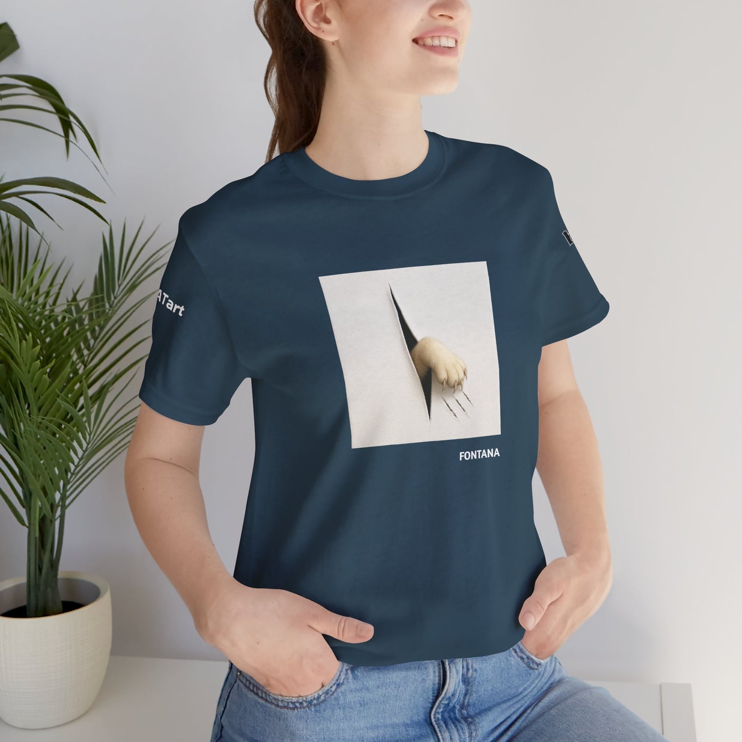 CATART Unisex Jersey Cat T-Shirt - FONTANA - Iconic Painting Reimagined with Cats