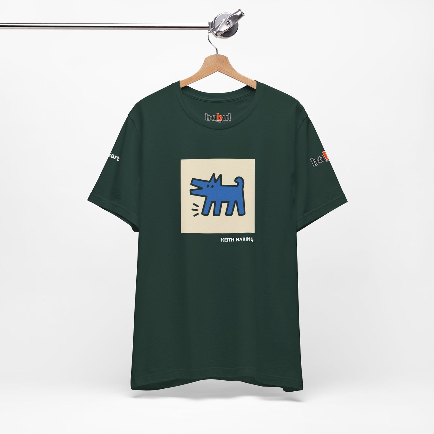 DOGART Unisex Jersey Cat T-Shirt - KEITH HARING - Iconic Painting Reimagined with Dogs