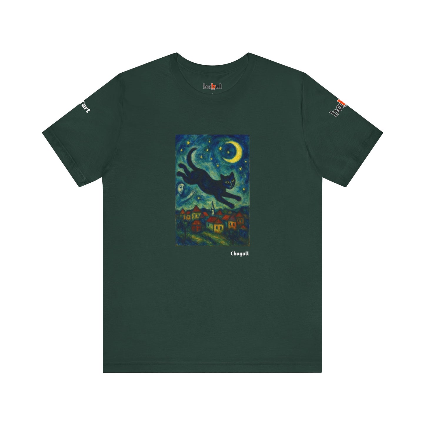 CATART Unisex Jersey Cat T-Shirt - MARC CHAGALL - Iconic Painting Reimagined with Cats