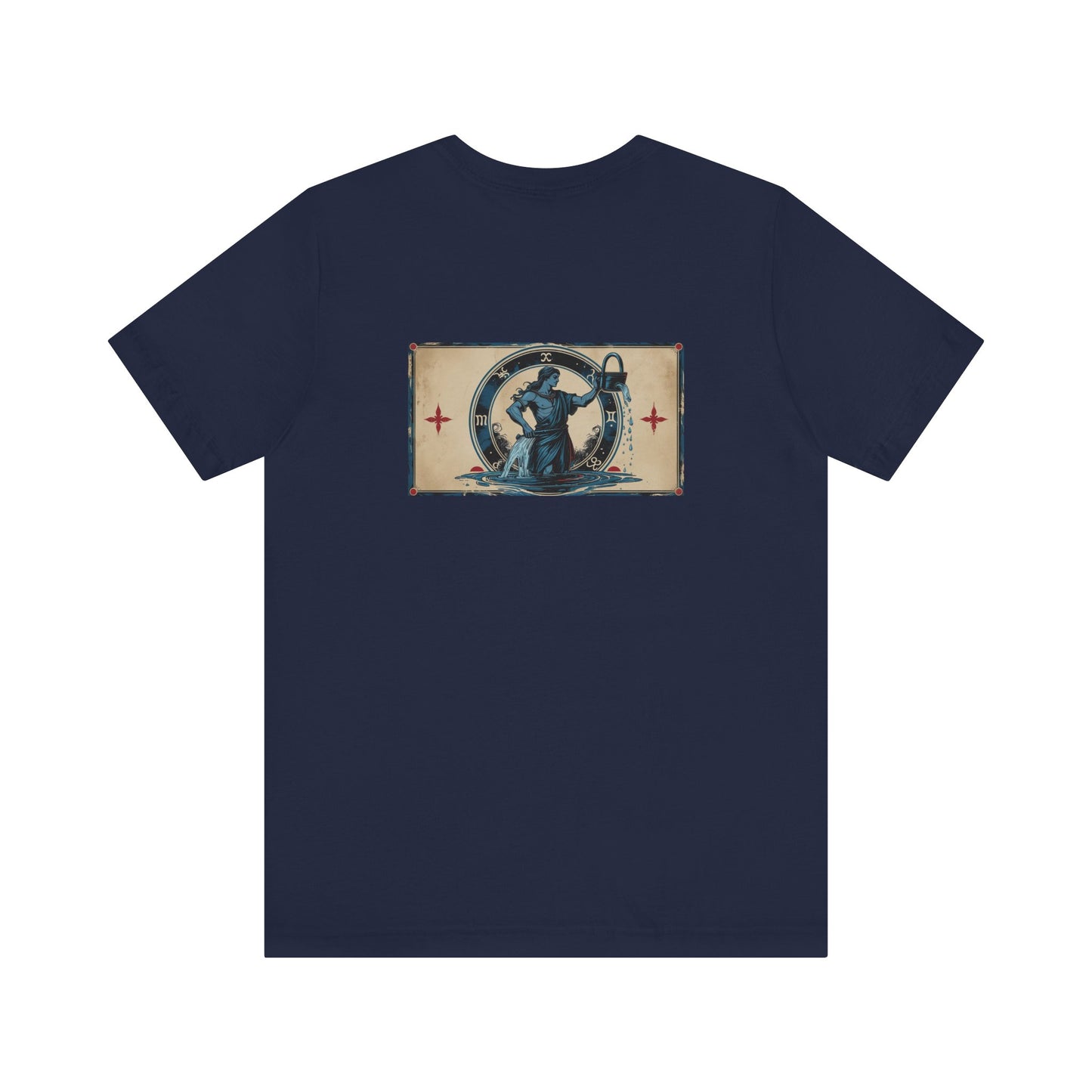 Aquarius - Gothic Zodiac T-Shirt. Blu graphic on the back. Zodiac in the Shadows