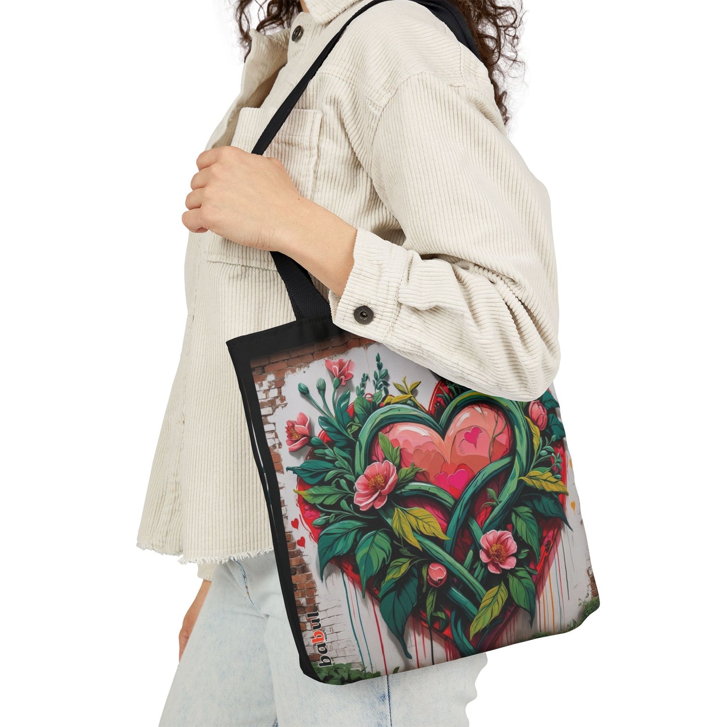 Artistic Surge - Eco-Friendly Canvas Tote Bag - FLOWERED HEARTS