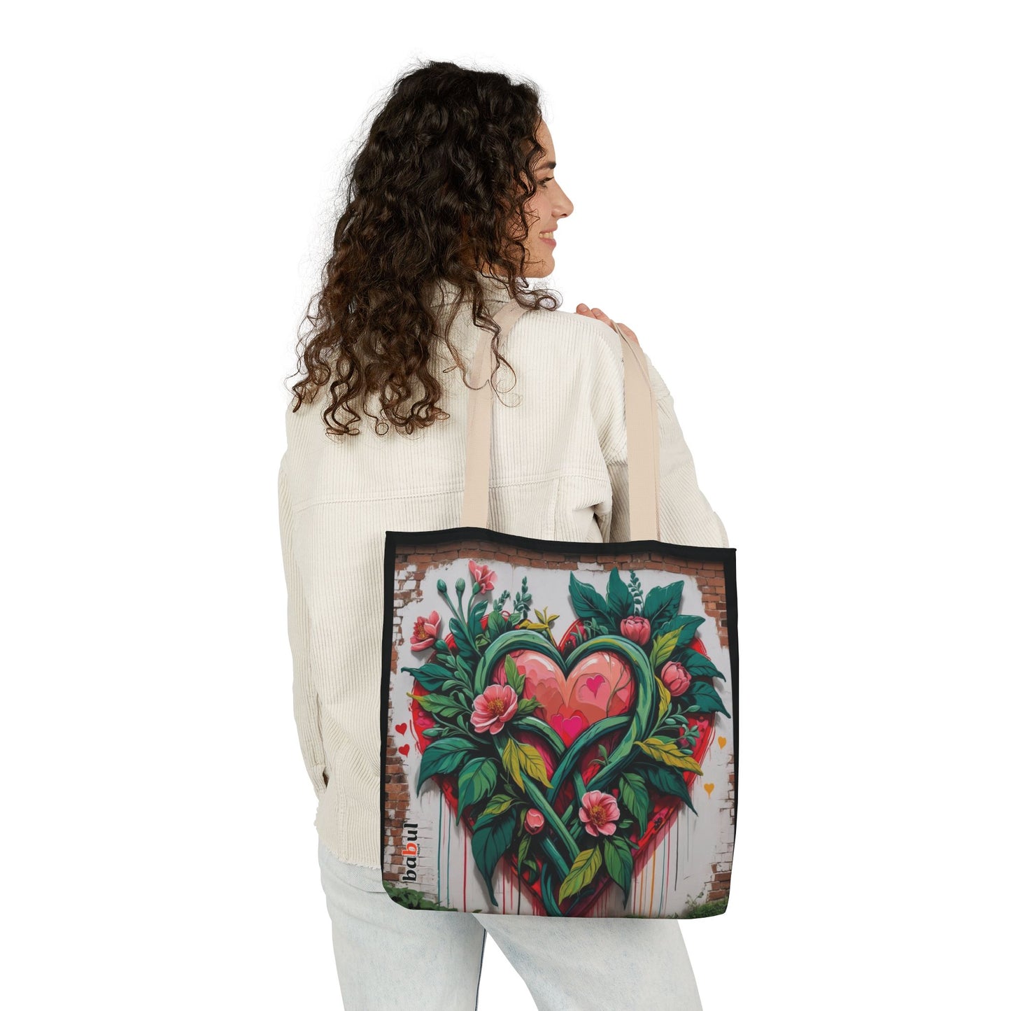 Artistic Surge - Eco-Friendly Canvas Tote Bag - FLOWERED HEARTS