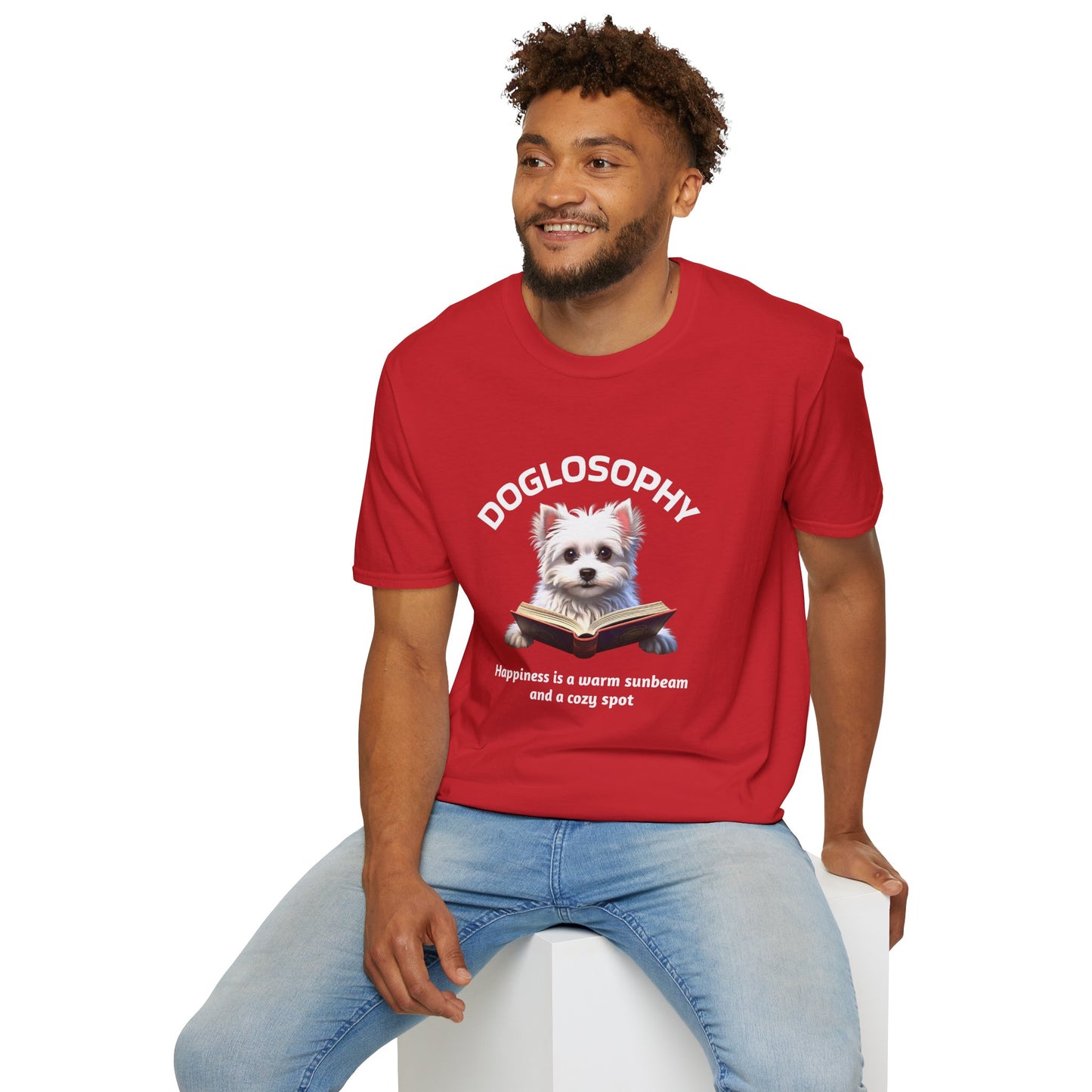 Doglosophy Unisex Softstyle T-Shirt - "Happiness is a Warm Sunbeam" Design