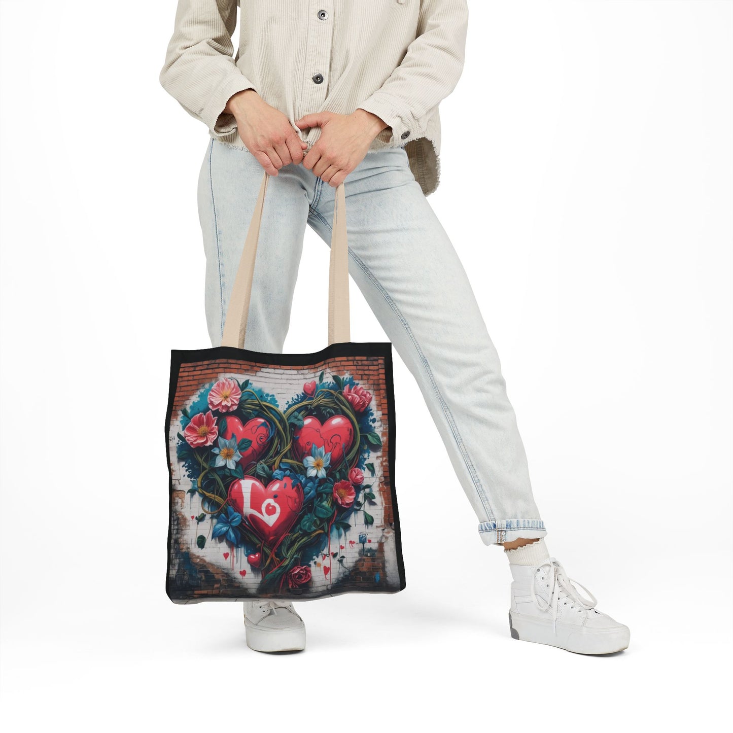 Artistic Surge - Eco-Friendly Canvas Tote Bag - LOVE HEARTS