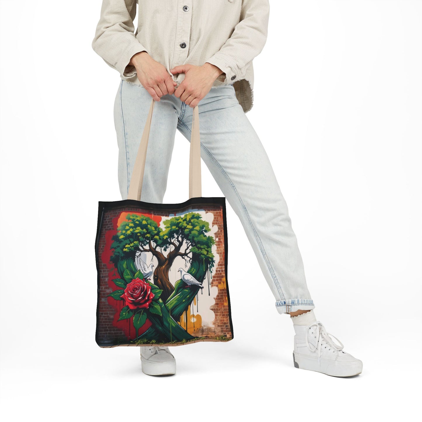 Artistic Surge - Eco-Friendly Canvas Tote Bag - HEART WITH ROSE