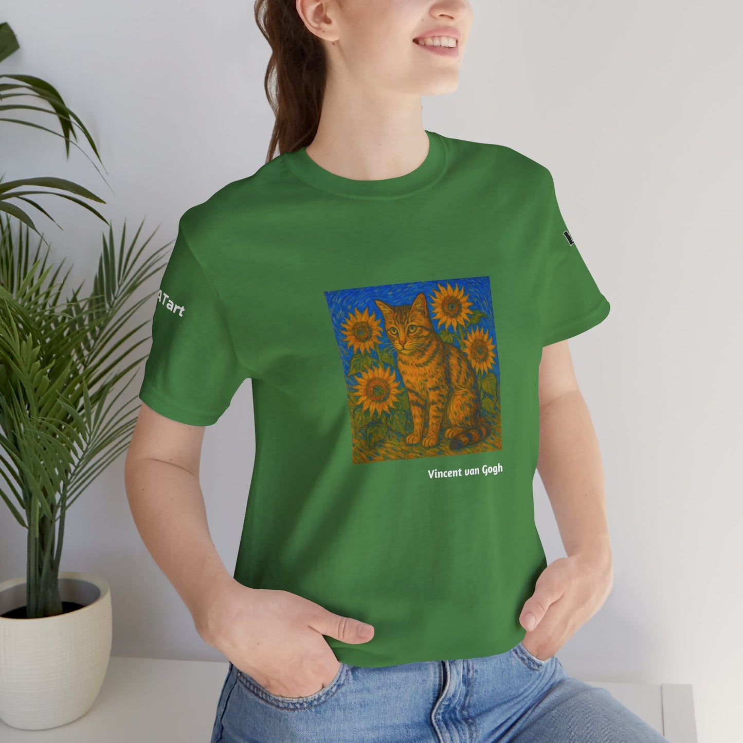 CATART Unisex Jersey Cat T-Shirt - Vincent van Gogh - Iconic Painting Reimagined with Cats