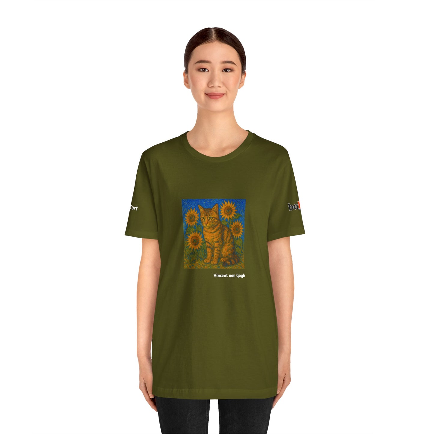 CATART Unisex Jersey Cat T-Shirt - Vincent van Gogh - Iconic Painting Reimagined with Cats