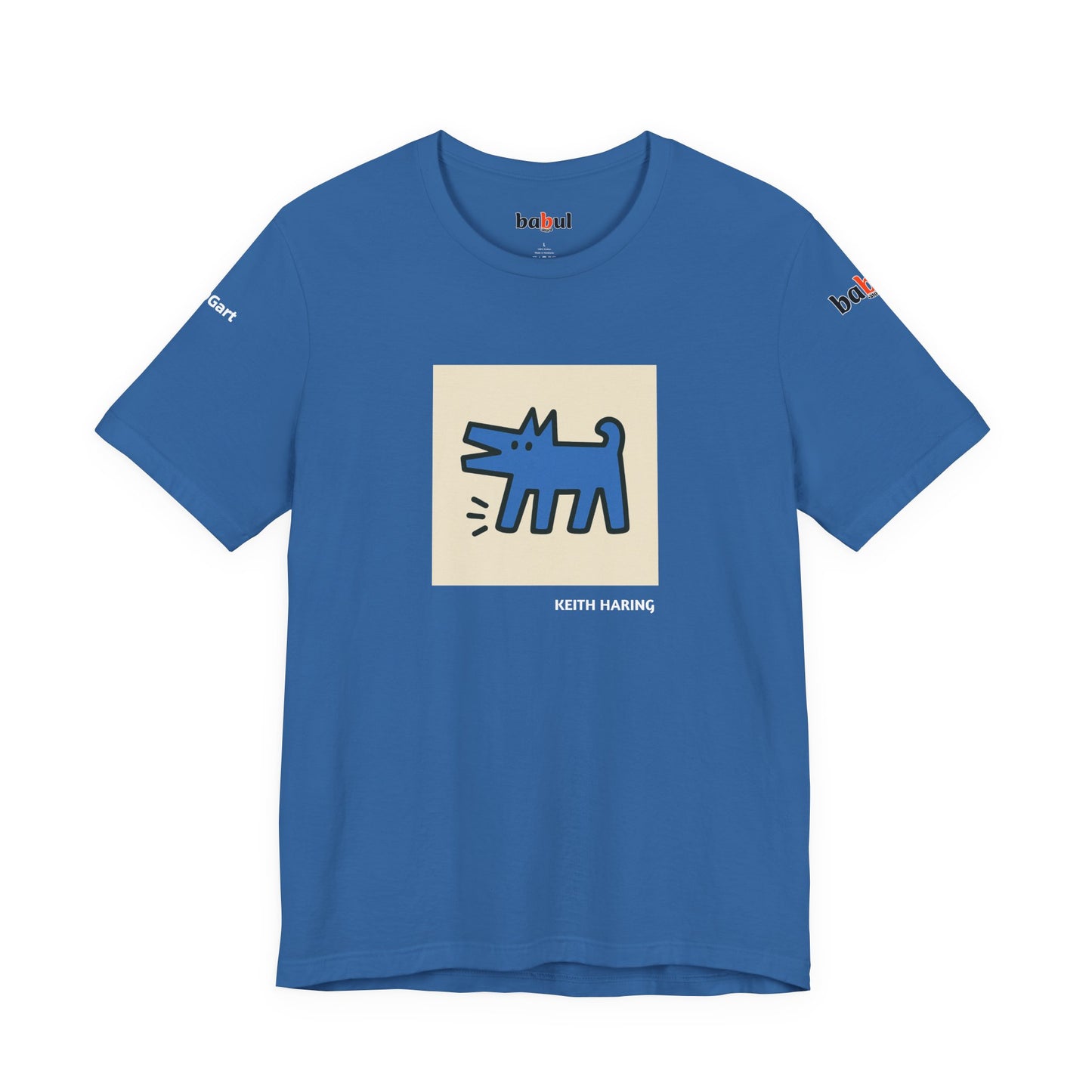 DOGART Unisex Jersey Cat T-Shirt - KEITH HARING - Iconic Painting Reimagined with Dogs