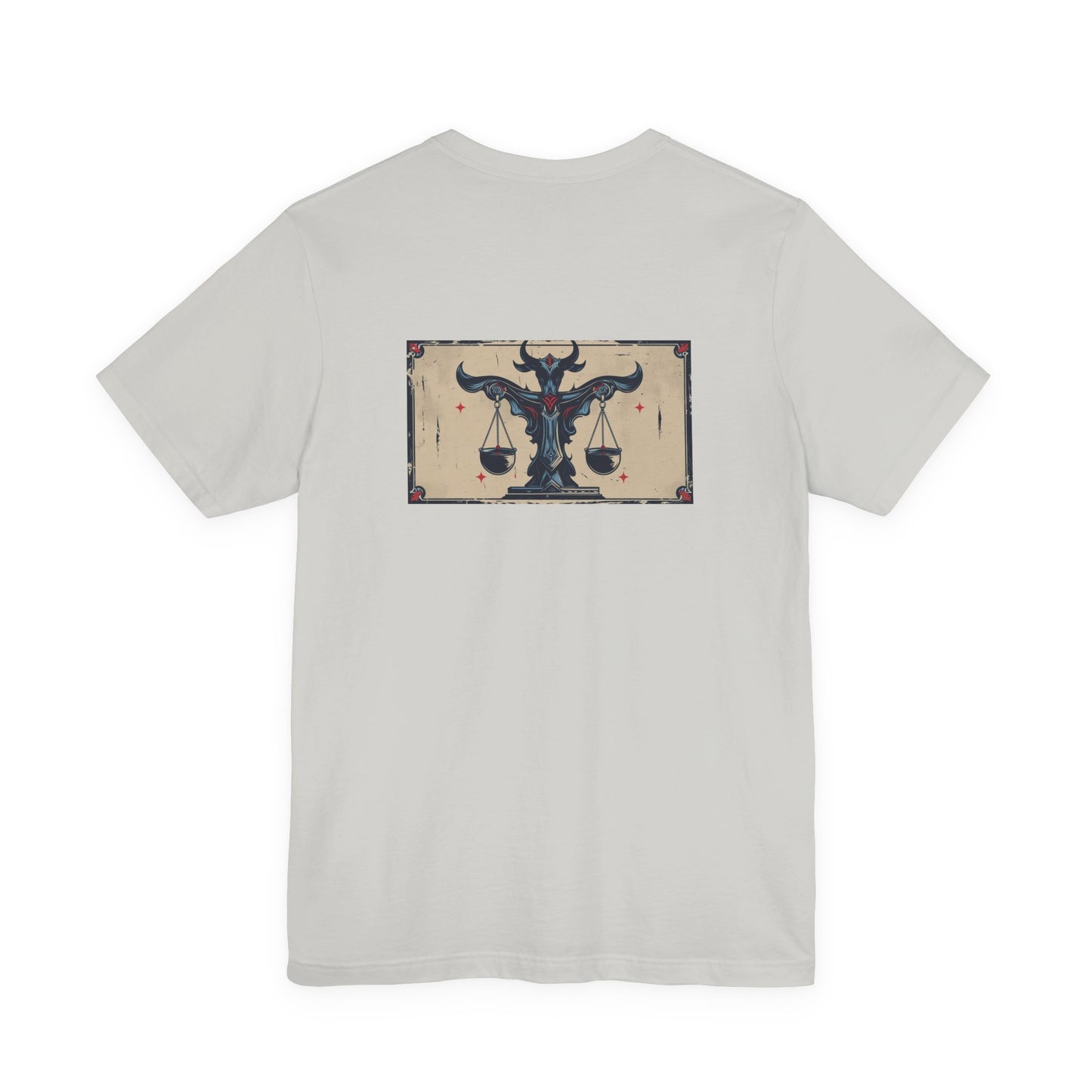 Libra - Gothic Zodiac T-Shirt. Blue graphic on the back. Zodiac in the Shadows