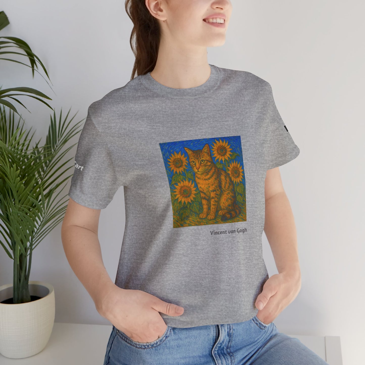 CATART Unisex Jersey Cat T-Shirt - Vincent van Gogh - Iconic Painting Reimagined with Cats